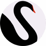 salient blak swan logo with an orange beak in a circle