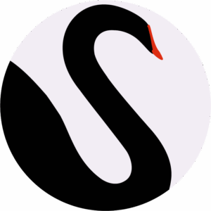 salient blak swan logo with an orange beak in a circle